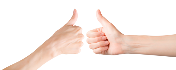 Woman hands showing thumb up gesture isolated png with transparency