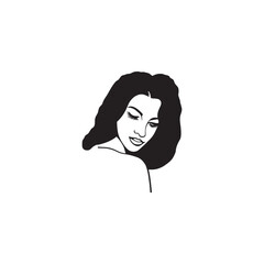 woman with hair cut white background avatar drawing illustration