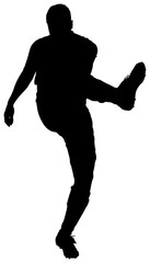 Full length of silhouette sportsman kicking 