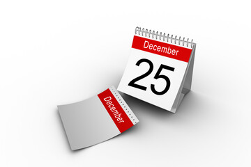Desk calendar showing date of 25th December
