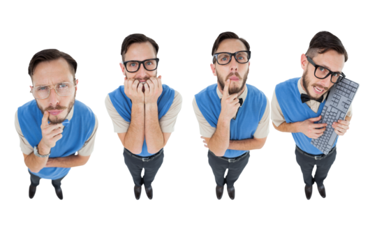 High angle portrait view of eccentric thoughtful man - Powered by Adobe