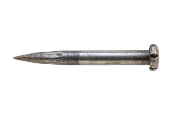 Old rough huge iron spike. Isolated png with transparency