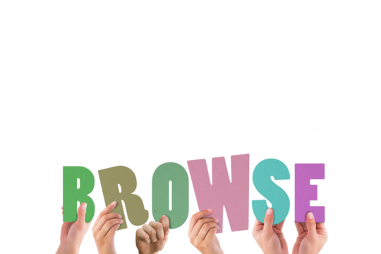 Colorful alphabet spelling browse held up by people 