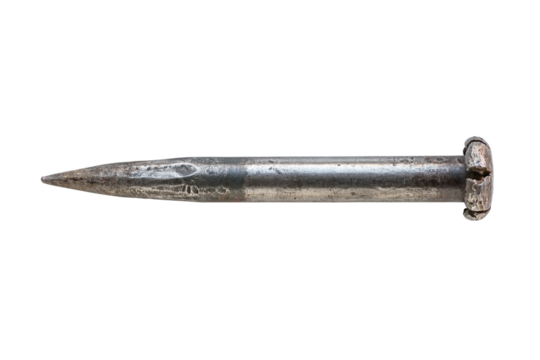 Old rough huge iron spike. Isolated png with transparency