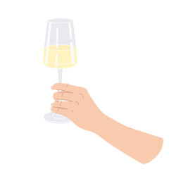 Female Hand Holding Wine Glass.
