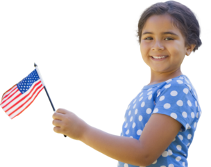 Cute girl with american flag