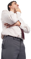 Thoughtful businessman with hand on chin