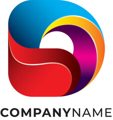 colorful gradient initial logo of letter D 