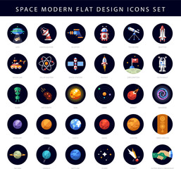 Space Modern Flat Design Icons Set © Qella Production