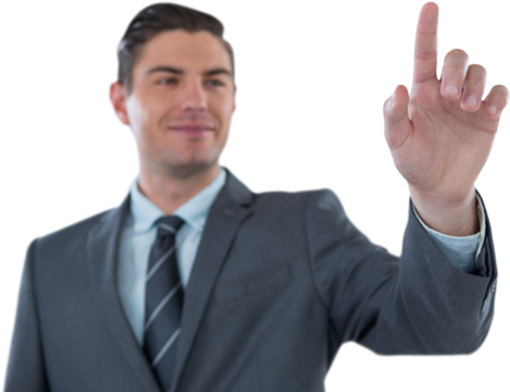 Businessman using futuristic digital screen