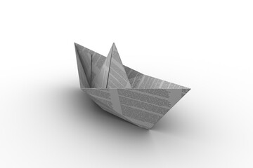 Paper folded into shape of boat