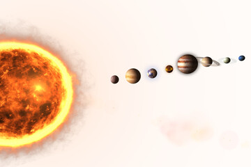 Composite image of various planets over sun