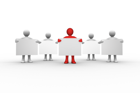 Human forms holding blank billboards - Powered by Adobe