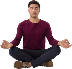 Obraz premium Full length of businessman meditating