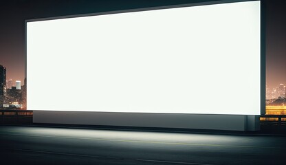 Obraz premium Futuristic city with white blank billboard, night view