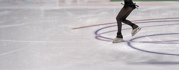 women's figure skating. Champion's training hard.