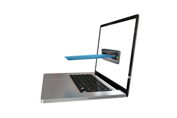 Digital image of credit card insert in laptop screen