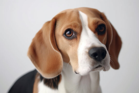 Adorable Beagle Dog on White Background - Capturing the Charm of this Friendly Breed