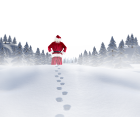 Santa walking in the snow