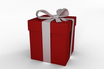 Red gift with white bow