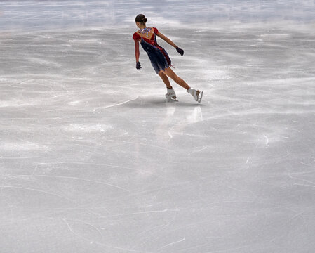 women's figure skating. Champion's training hard.