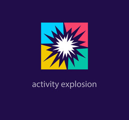 Colorful explosion logo. Unique design color transitions. Creative dangerous activity logo template. vector.