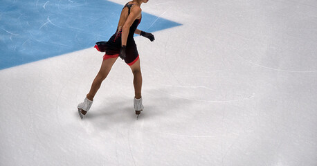 women's figure skating. Champion's training hard.