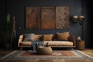 Ethnic living room,. Generative AI