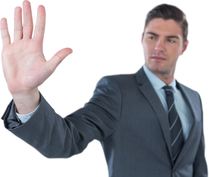 Businessman using futuristic digital screen