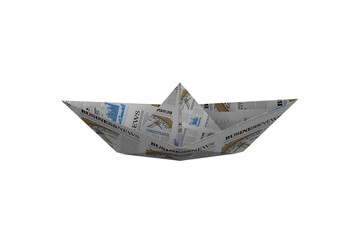 Boat made from white newspaper page