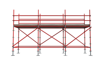 3d image of red scaffolding with cross shapes