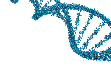 Blue DNA helix with molecules