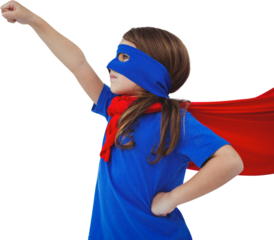 Masked girl pretending to be superhero