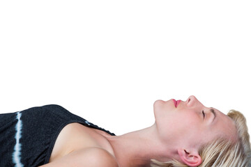 Naklejka premium Side view of young woman napping