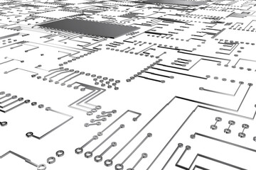 Circuit board on white background