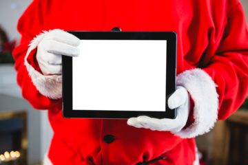Santa claus holding a digital tablet