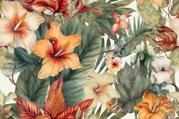 colorful floral bouquet on a white background. Generative AI