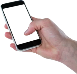 Rolgordijnen Cropped hand holding phone © vectorfusionart