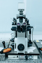 Modern multifunctional medical microscope, modern medical equipment.