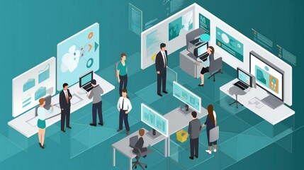 Depict teams of professionals working together using large interactive digital displays, virtual whiteboards, and immersive conferencing platforms.
Created using generative AI.