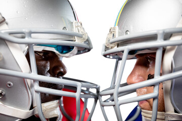 Two American football players head to head
