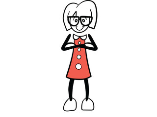Female cartoon with arms crossed