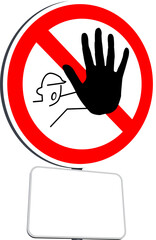 Close-up of red stop sign with blank placard