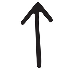 Upward arrow sign over white background