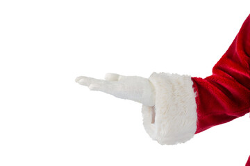 Santa claus presenting with hand