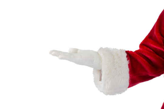 Santa claus presenting with hand