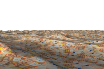 High angle view of euro currency