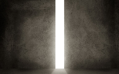 Sunlight emitting on floor through wall