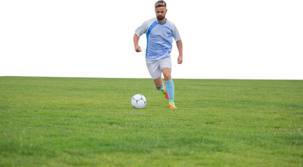 Male soccer player playing football