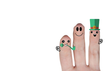 Composite image of fingers and patrick day drawing